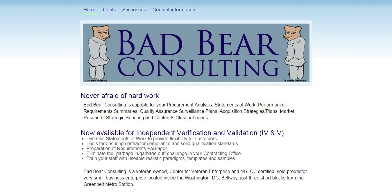 Bad Bear Consulting website