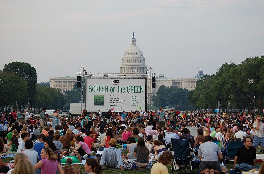 People watching moving on National Mall